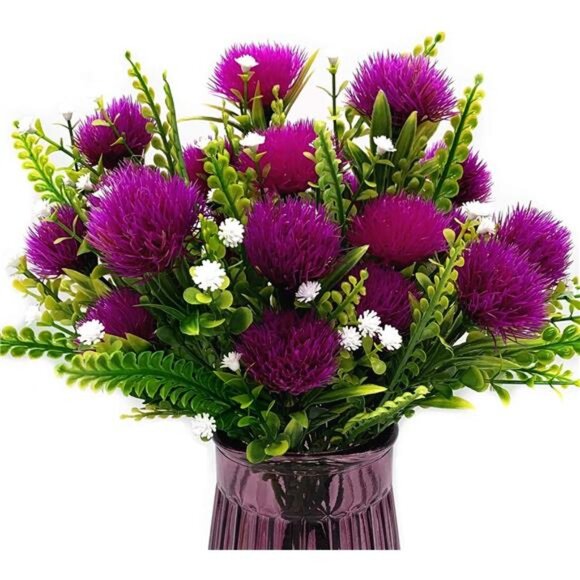 Artificial Dandelion Plants Decor, Fake Plastic Flowers Shrubs Bushes Grass - Picture 1 of 8
